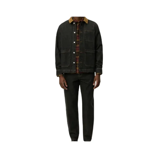 Contrast-Collar Denim Shirt Jacket