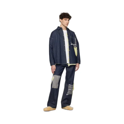 Straight-Leg Patchwork Jeans