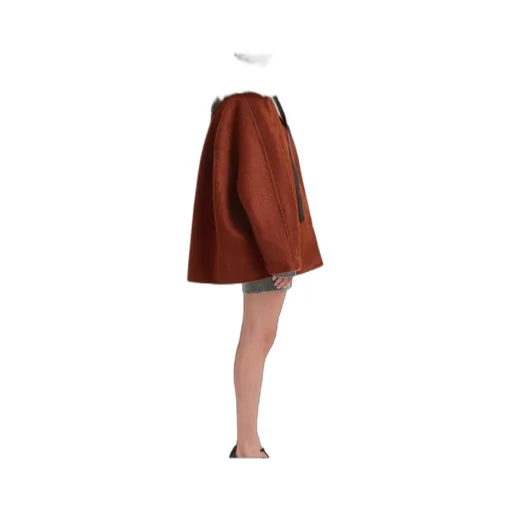 Contrast Lapel Flared-Sleeves Jacket