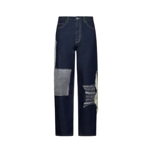Straight-Leg Patchwork Jeans