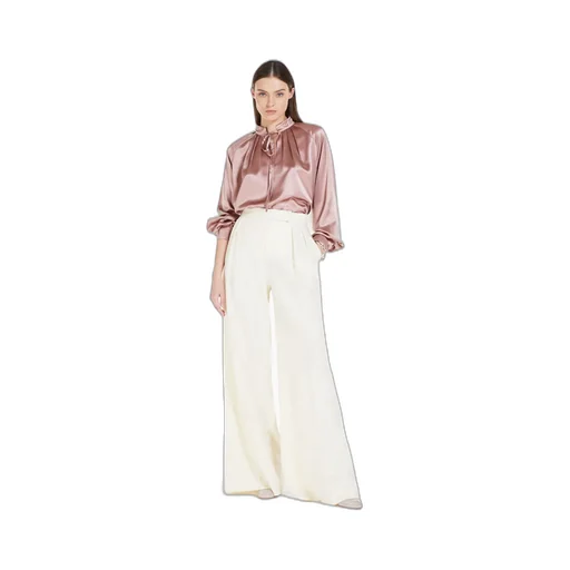 Pleat-Detail Silk Satin Blouse