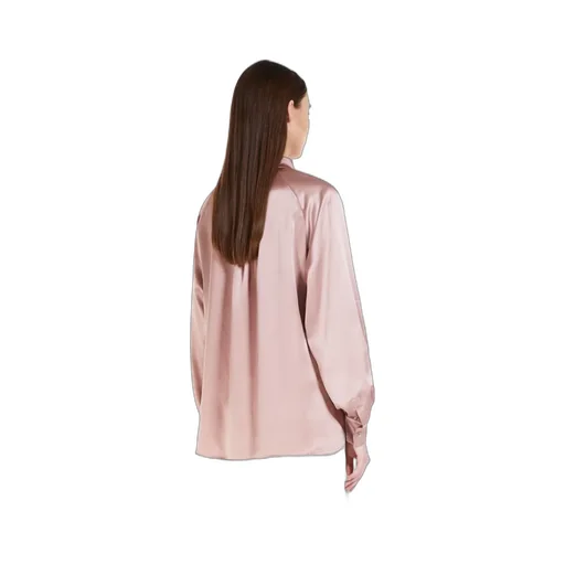 Pleat-Detail Silk Satin Blouse