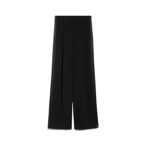 Satin-Finish Tailored Wide-Leg Trousers