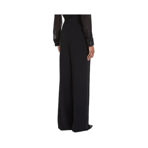 Satin-Finish Tailored Wide-Leg Trousers