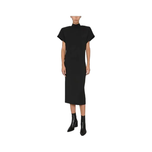 High-Necked Short-Sleeved Dress