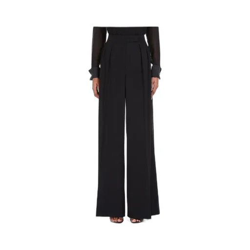 High-Waist Wide-Leg Pleated Trousers