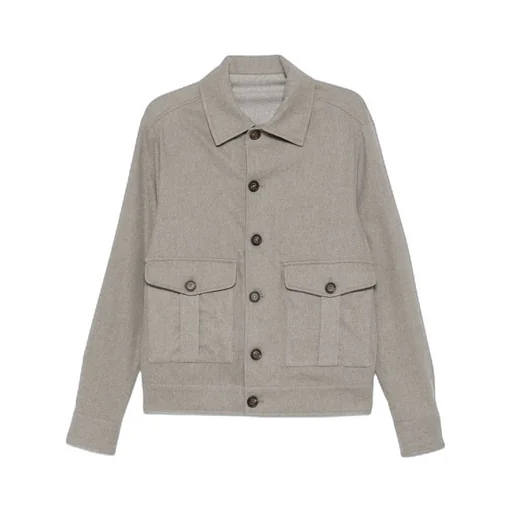 Button-Fastening Flap-Pocket Jacket