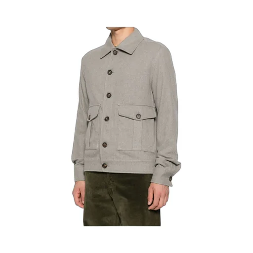 Button-Fastening Flap-Pocket Jacket