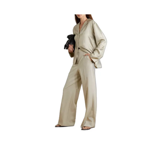 Wool Wide-Leg Casual Pants