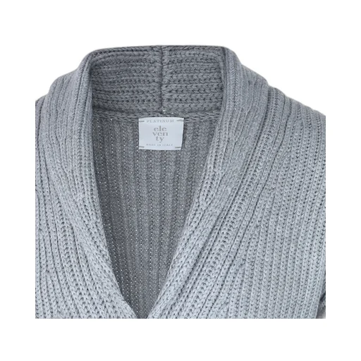 Ribbed Shawl-Collar Cardigan