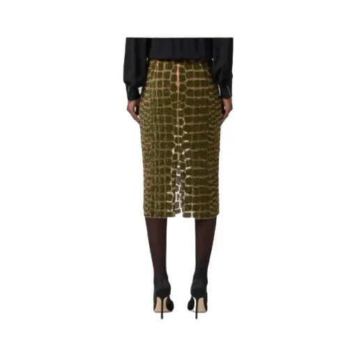 Crocodile-Effect Tulle Midi Skirt