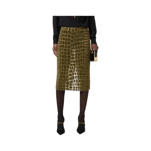 Crocodile-Effect Tulle Midi Skirt
