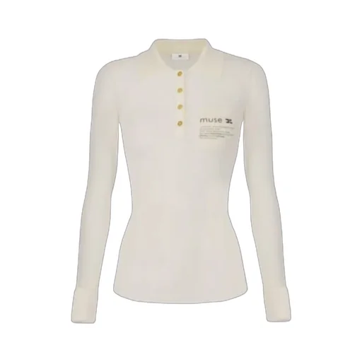 Lettering Detailed Knitted Polo Shirt