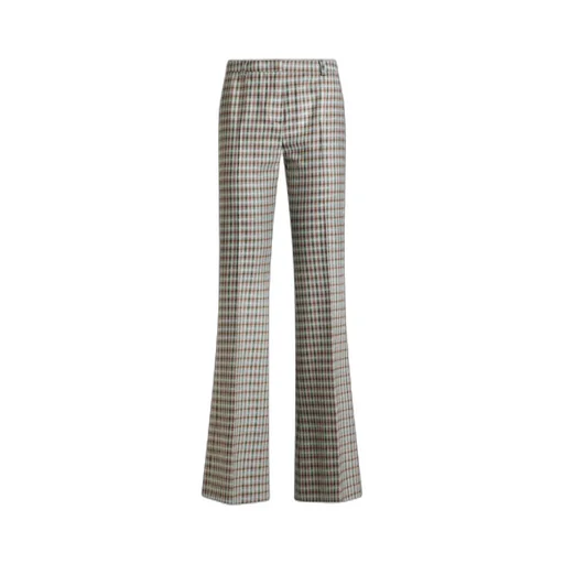 Wool-Blend Gingham Trousers