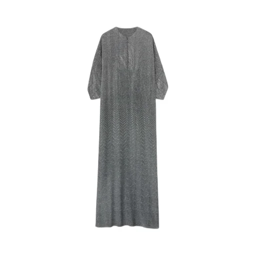 Long Pure Silk Kaftan With Hand-Applied Crystals