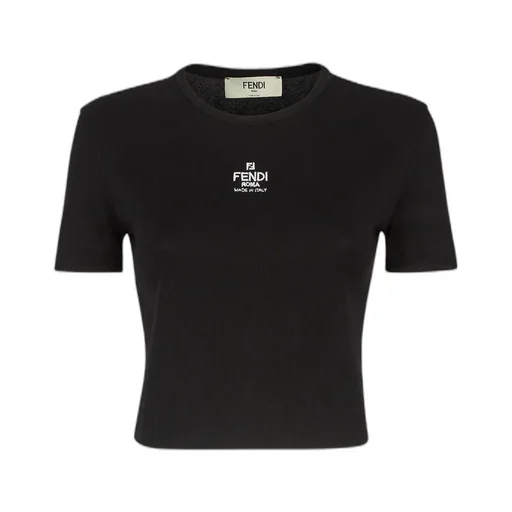 Logo Embroidered Crewneck Cropped T-Shirt
