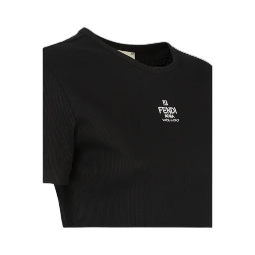 Logo Embroidered Crewneck Cropped T-Shirt