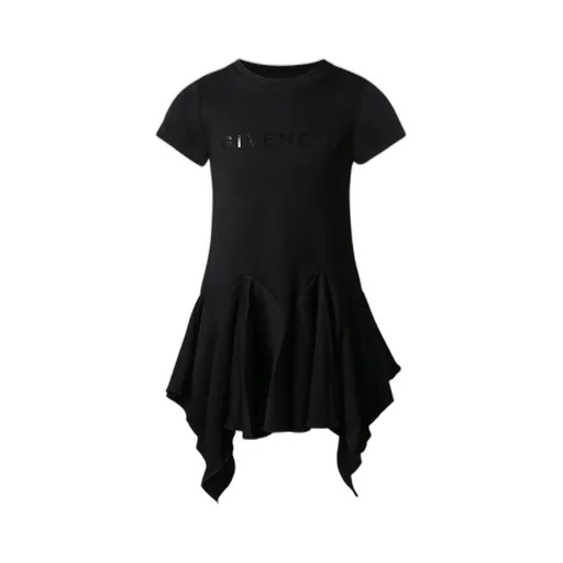 Asymmetric Short-Sleeved Dress