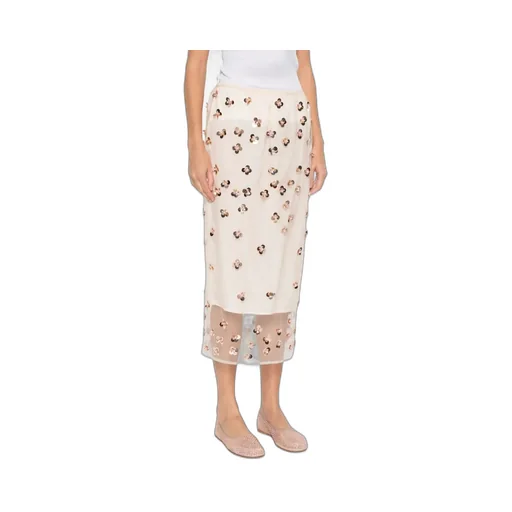 Flower-Detail Midi Skirt
