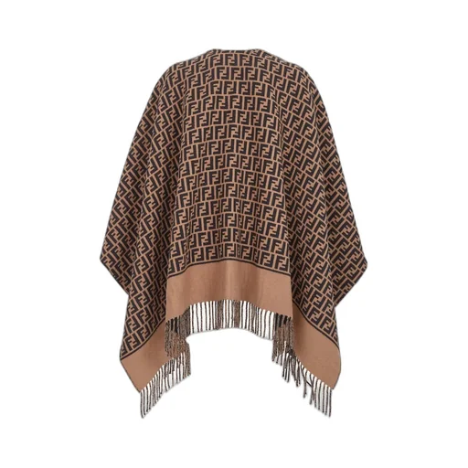 Ff Jacquard Fringed Poncho