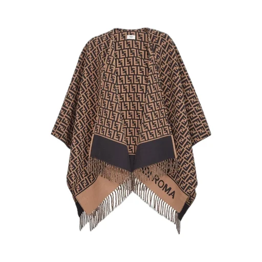 Ff Jacquard Fringed Poncho