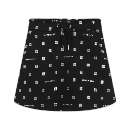 Logo-Printed Drawstring A-Line Skirt