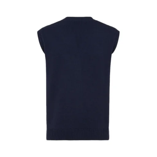 Logo Intarsia Button-Up Vest