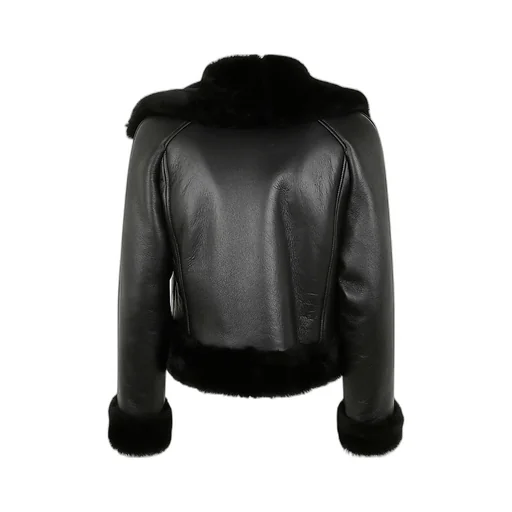 Long-Sleeved Leather Jacket