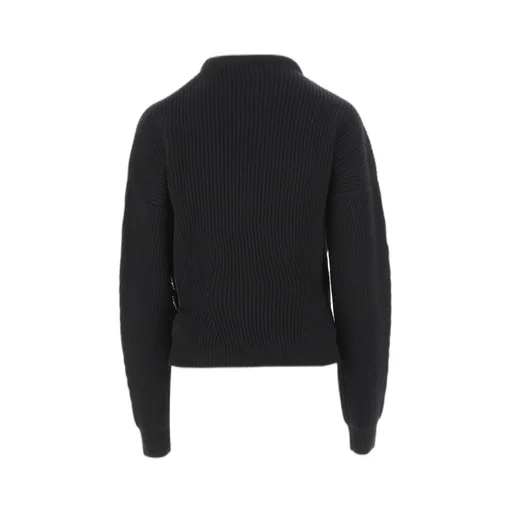 Ribbed Buckle-Fastening Sweater