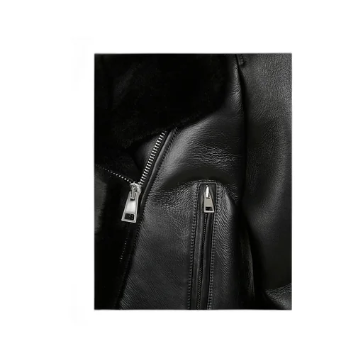 Long-Sleeved Leather Jacket