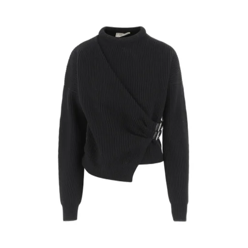 Ribbed Buckle-Fastening Sweater