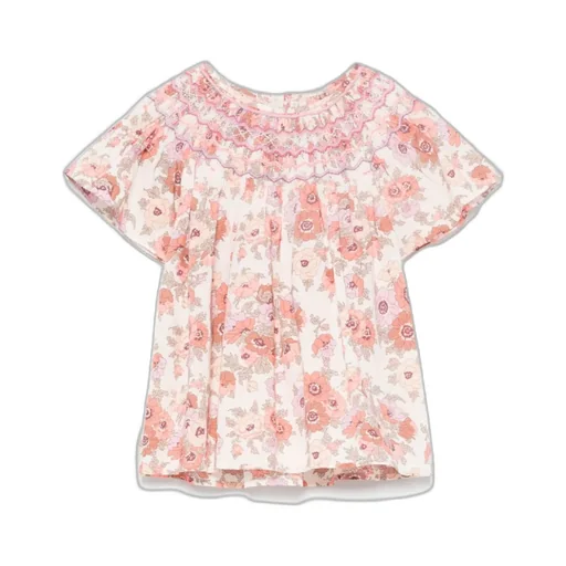 Adelice Smocked Embroidered Blouse