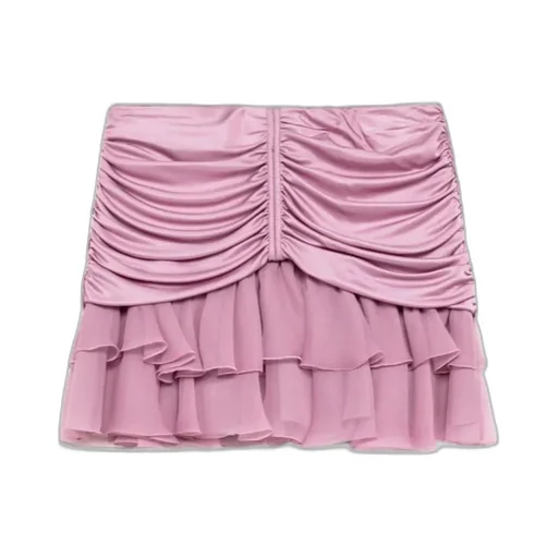 Gathered-Detailed Ruffled Mini Skirt