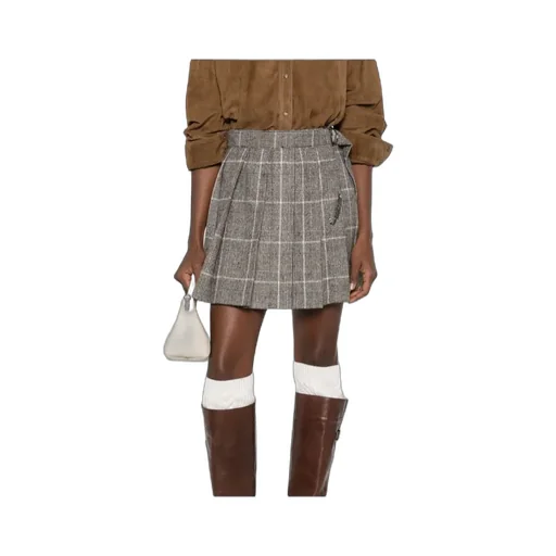 Checked Pleated Mini Skirt