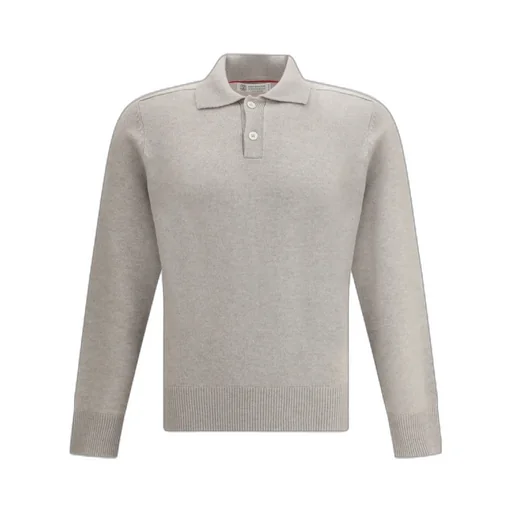 Long-Sleeved Knitted Polo Shirt