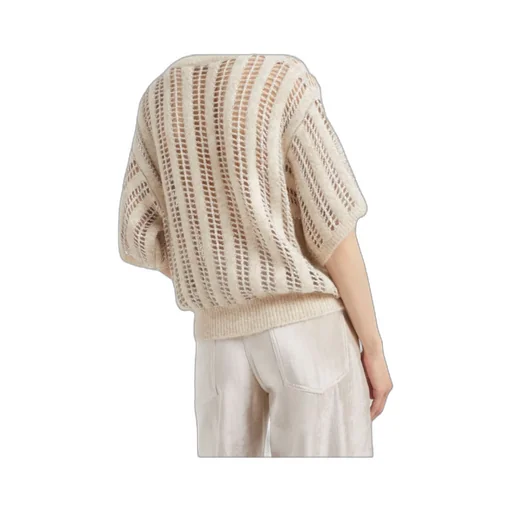 Short-Sleeved Open-Knitted Jumper