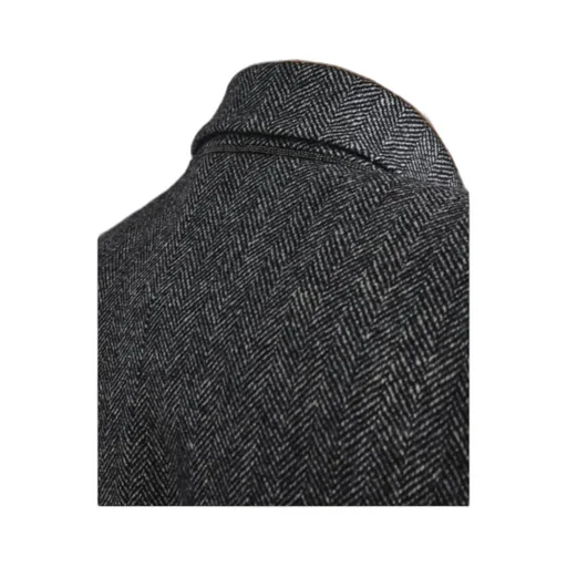 Herringbone Motif Double-Breasted Blazer