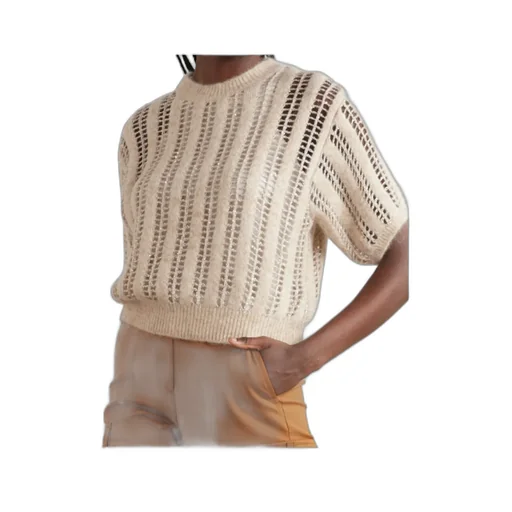 Short-Sleeved Open-Knitted Jumper