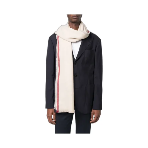 Contrast-Trim Frayed Scarf