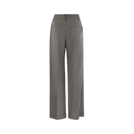Pinstriped Wide-Leg Trousers