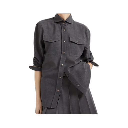 Monili-Trim Button-Up Shirt