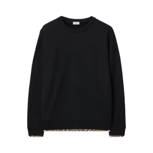 Check Trim Cotton Sweatshirt