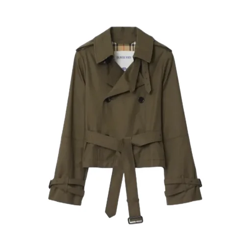 Cropped Tropical Gabardine Trench Jacket