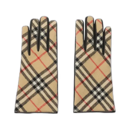 Check Wool Cashmere Gloves