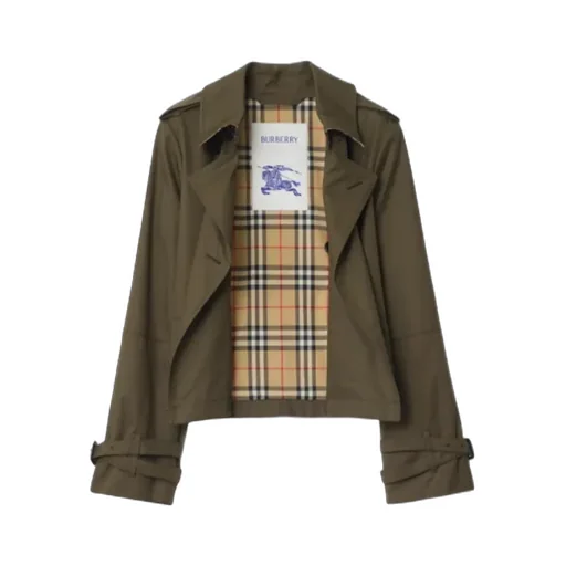 Cropped Tropical Gabardine Trench Jacket