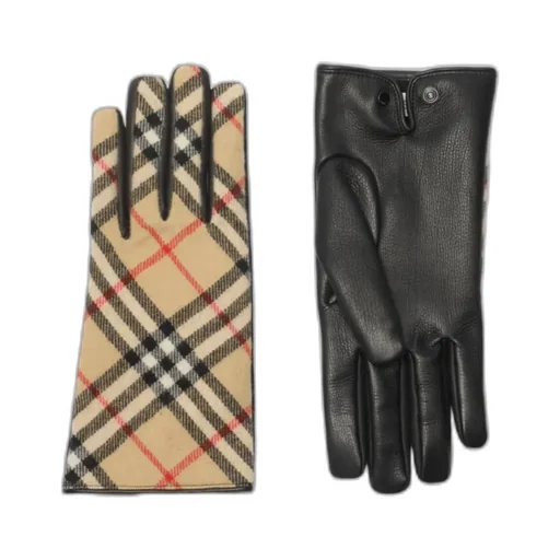 Check Wool Cashmere Gloves
