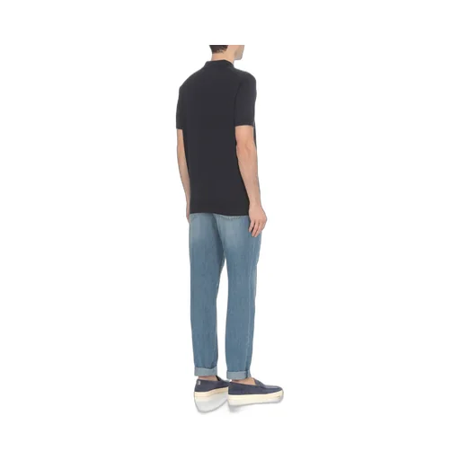 Short-Sleeved Fine-Knitted Polo Shirt