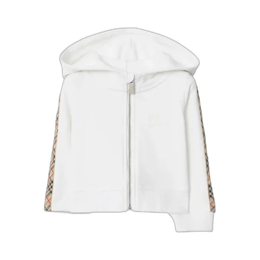 Check Trim Cotton Zip Hoodie