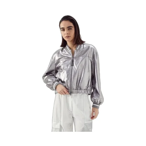 Metallic Zipped Bomber Jacket