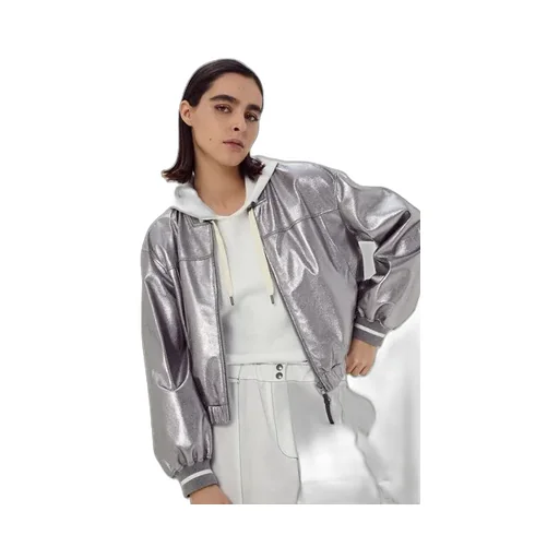Metallic Zipped Bomber Jacket